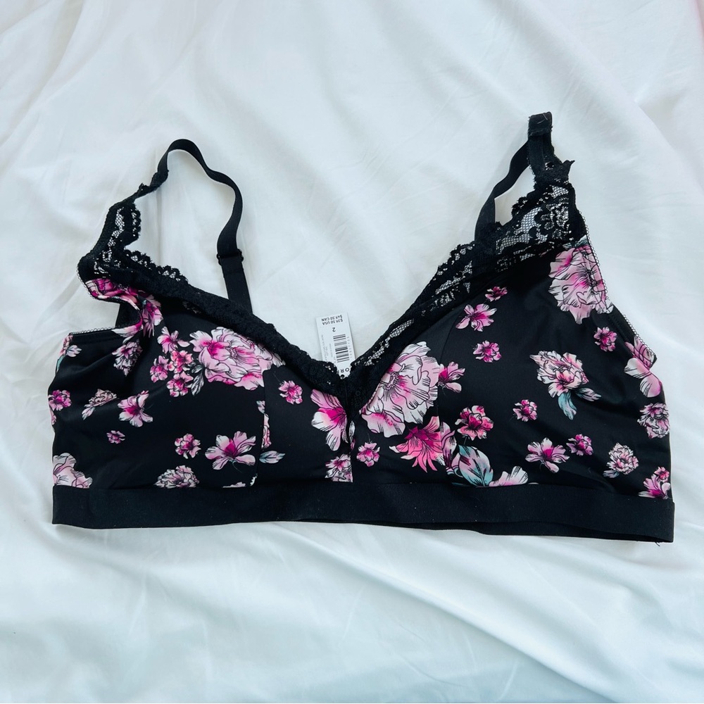Torrid Curve NWT Lightly Lined Microfiber Plunge Bralette Floral Print Size 2 - Picture 3 of 8